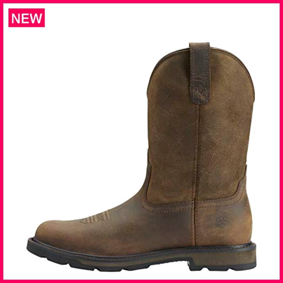 Men\'s Pull-On Work Boots Leather Round Toe Slip Resistant Durable main image 6